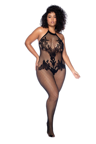 Mapale 1116X Plus Size Floral Fishnet Bodystocking