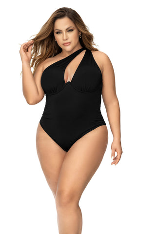 Mapale 67068X Plus Size One Shoulder Swimsuit