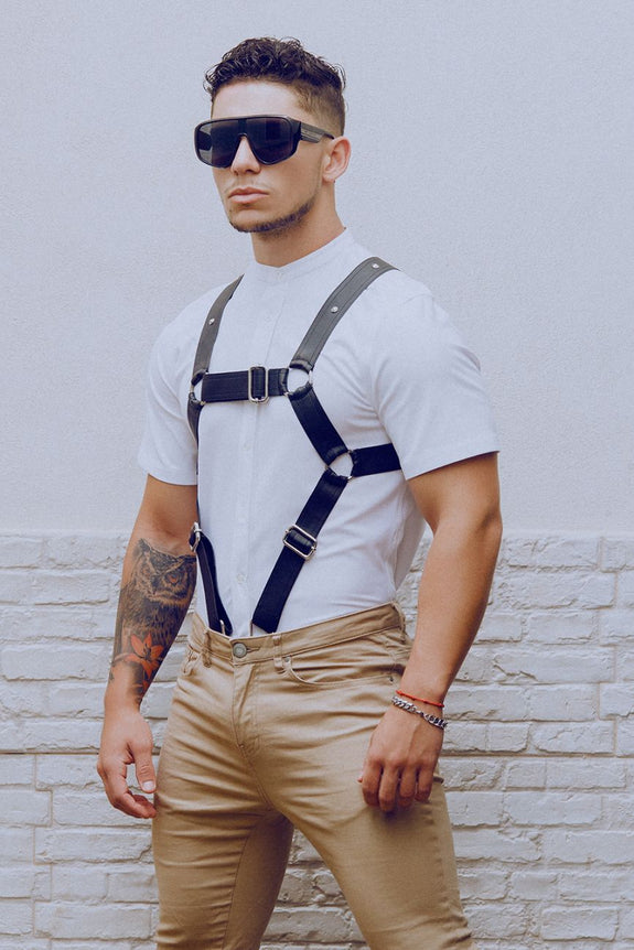 MaleBasics DMBL07 DNGEON Cross Cockring Harness - SomethingTrendy.com