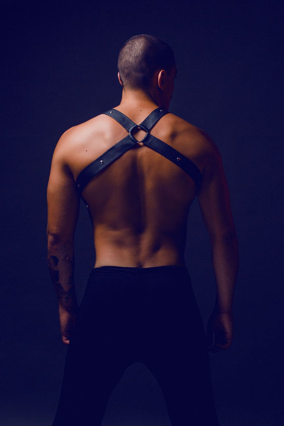 MaleBasics DMBL07 DNGEON Cross Cockring Harness - SomethingTrendy.com
