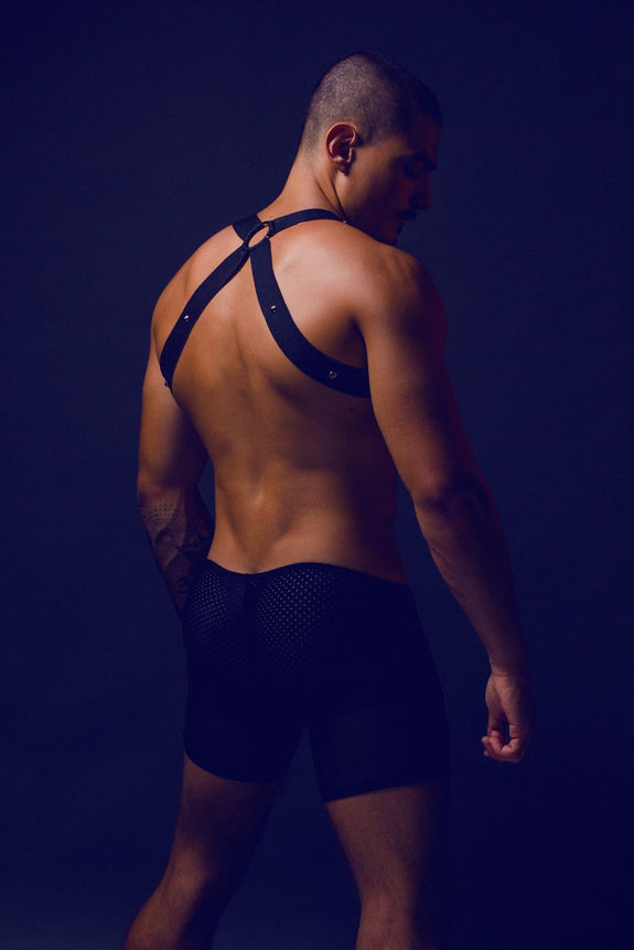 MaleBasics DMBL07 DNGEON Cross Cockring Harness - SomethingTrendy.com