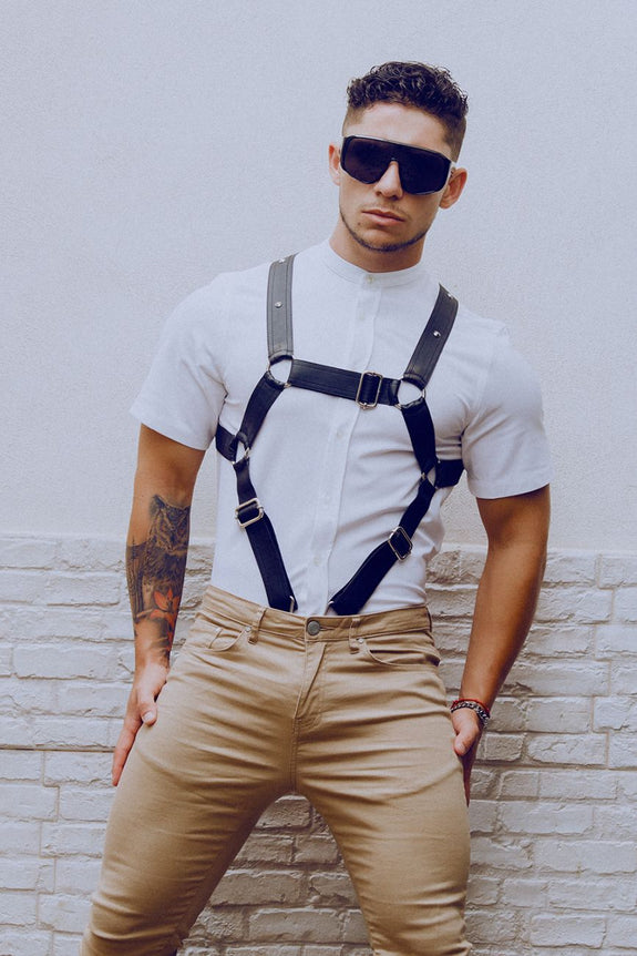 MaleBasics DMBL07 DNGEON Cross Cockring Harness - SomethingTrendy.com