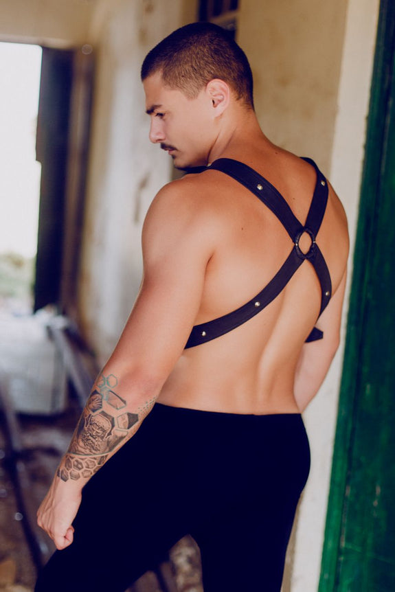 MaleBasics DMBL07 DNGEON Cross Cockring Harness - SomethingTrendy.com