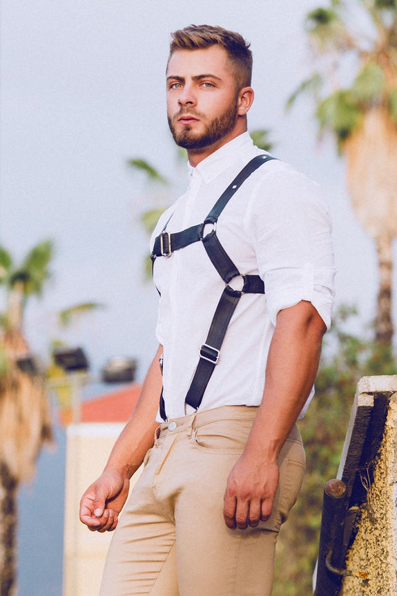 MaleBasics DMBL07 DNGEON Cross Cockring Harness - SomethingTrendy.com