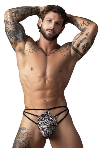Male Power 419-303 Gridlocked Thong Straps-Rings