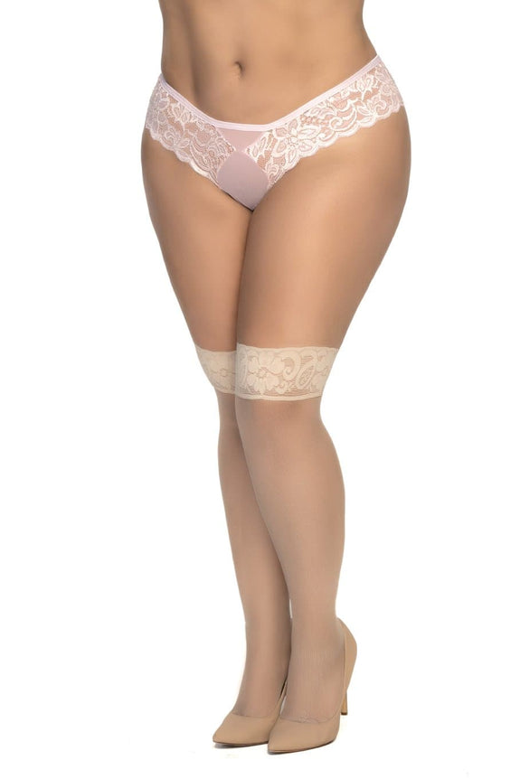 Mapale 1101X Plus Size Mesh and Lace Stockings - SomethingTrendy.com