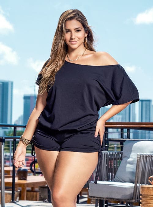 Mapale 5736X Plus Size Loose Fit Romper With Drawstring - SomethingTrendy.com