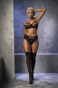 Mapale 8633 Textured Dotted Top, Garter and Panty Set - SomethingTrendy.com