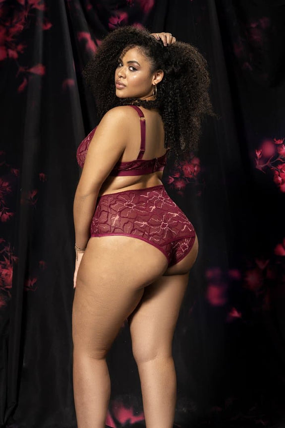Mapale 8648X Plus Size Floral Print Triangle Top and Panty Set - SomethingTrendy.com