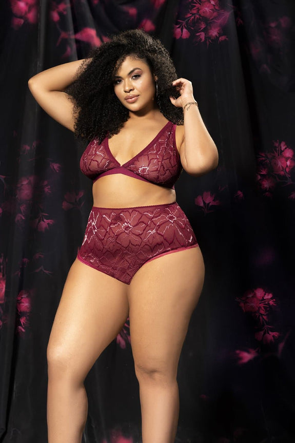Mapale 8648X Plus Size Floral Print Triangle Top and Panty Set - SomethingTrendy.com