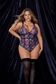 Mapale 8775X Cassidy Multi Floral Bodysuit Plus Size