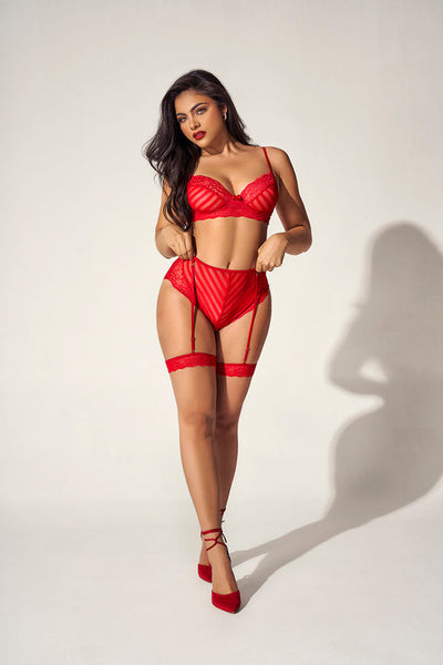 Mapale 8815 Candy Striped Two Piece Lingerie Set