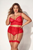 Mapale 8815X Candy Striped Two Piece Lingerie Set Plus Size