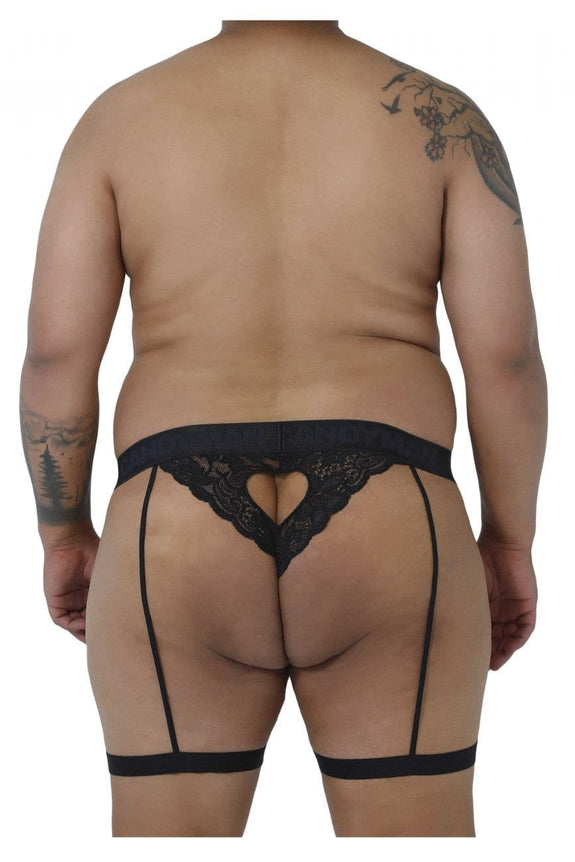 CandyMan 99310X Plus Size Lace Garter Thongs - SomethingTrendy.com